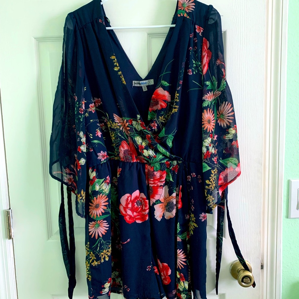 Blue floral romper